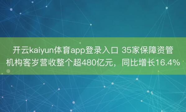 开云kaiyun体育app登录入口 35家保障资管机构客岁营收整个超480亿元，同比增长16.4%