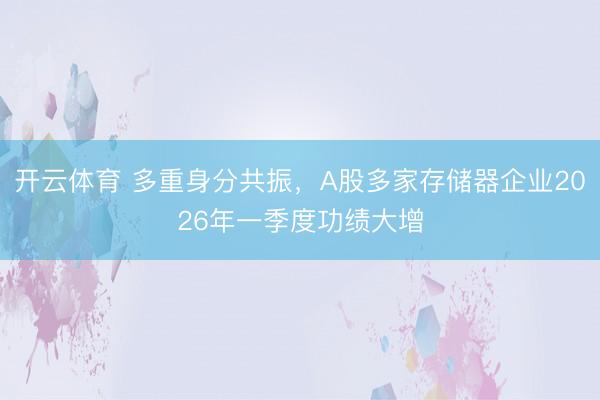开云体育 多重身分共振,A股多家存储器企业2026年一季度功绩大增