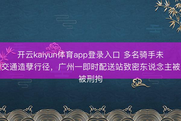 开云kaiyun体育app登录入口 多名骑手未处理交通造孽行径,广州一即时配送站致密东说念主被刑拘