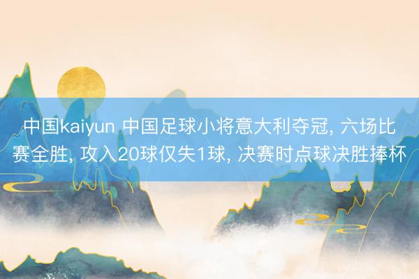 中国kaiyun 中国足球小将意大利夺冠， 六场比赛全胜， 攻入20球仅失1球， 决赛时点球决胜捧杯