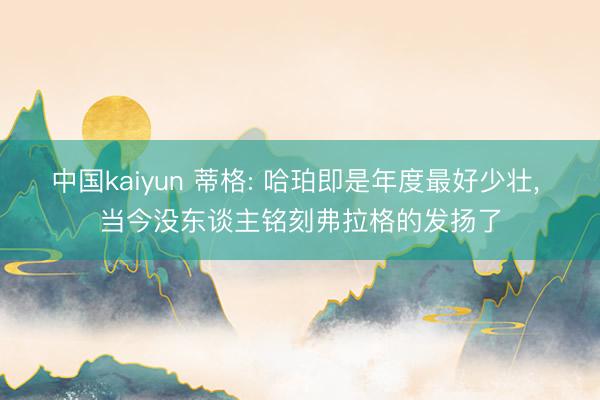 中国kaiyun 蒂格: 哈珀即是年度最好少壮, 当今没东谈主铭刻弗拉格的发扬了