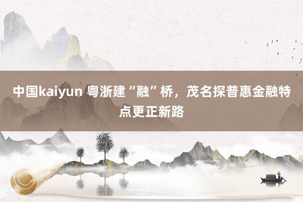 中国kaiyun 粤浙建“融”桥，茂名探普惠金融特点更正新路