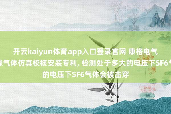 开云kaiyun体育app入口登录官网 康格电气肯求环保绝缘气体仿真校核安装专利， 检测处于多大的电压下SF6气体会被击穿