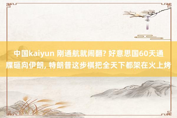 中国kaiyun 刚通航就闹翻? 好意思国60天通牒砸向伊朗， 特朗普这步棋把全天下都架在火上烤